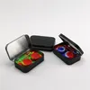 4 in 1 Tin Silicone Storage Kit Set with 2pcs 5ml Silicon Wax Container Oil Jar Base Dab Dabber Tool Metal Silver Black Box Case DHL