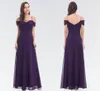 Katar 2024 Kostenloser Versand Edle Halter Qi Abendkleider Chiffon Lila Wort Schulter Kleid V-ausschnitt Strap Lange Brautjungfer Kleider HY153