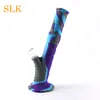 Bambou Shisha Pipes à eau en silicone pour fumer Bongs en silicone avec verre diffusé vers le bas tube droit bong recycleur accessoires en verre