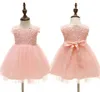 Flower Pink First Communion Dress 2022 White Ball Gowns Short Baby Party Birthday Cheap Little Flower Girl Dress With Bow 3M 6M 12M 19M 24M