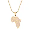 Stainless Steel Fashion Africa Map Pendant Necklaces Gold Color Map of African Wildlife Elephants Lions Giraffes Jewelry