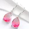 Mix Color 4 pcs/lot 925 sterling silver small and exquisite Rainbow Bi-Colored Tourmaline Gemstone Silver Valentine's Dangle Earrigs Jewelr