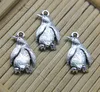 Partihandel 100st Cute Penguin Alloy Charms Hängsmycke Retro Smycken Göra DIY Keychain Forntida silverhänge för armband Örhängen 20 * 12mm