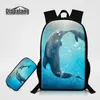 Caso de lápis de mochila 2 PCs / conjunto Animal Shark Dolphin mochilas para estudantes primários crianças viajar bolsa de ombro mochila mochila rugtas pack