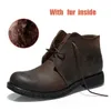 British Style Handmade Men Boots Crazy Oryginalne skórzane Mężczyźni Jesień Martin Botki Wodoodporne Bezpieczeństwo Zimowe Kostki Buty Buty