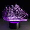 Żaglówka 3d Illusion LED Night Light 7 Kolor Dotykowy Przełącznik Lampa 2018 Prezent Nowy # R87