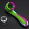 Silicone Tobacco Smoking Cigarette Pipe Water Hookah Bong Portable Shisha Hand Spoon Pipes Tools With Glass Bowl at mr_dabs