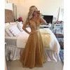 Vestidos de festa altın balo elbiseleri arka aplike edilmiş şifon gece elbisesi artı boyutu parti elbiseleri hy1488