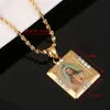 Rectangle Jésus Portrait Collier Pendentif Femmes Jésus Père Croix Collier Bijoux Chrétiens