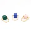 natural stone ring Square blue Turquoise pink crystal ring for women jewelry