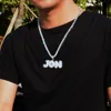 Nombre personalizado Letras Colgantes Collares Zircon de Hombre Hip Hop Joyería con 3mm Oro Plata Cadena de cuerda