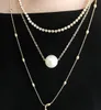 Neues europäisches und amerikanisches Schlüsselbein-Halsketten-Set, Kristallanhänger mit drei Schichten Perlenkette, Schmuck, Mode, klassisch, exquisit