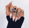 10 set Vintage Knuckle Rings per le donne Boho Geometric Flower Crystal Ring Set Bohemian Midi Finger Jewelry Bague Femme