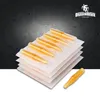 50PCS Engångs tatueringstips Steriliserad Gyllene Transparent Flat Tips för M1 RM F Shader Needles