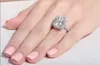 Big Jewelry Women ring cushion cut 10ct Diamond 14KT White Gold Filled Female Engagement Wedding Band Ring Gift 3645