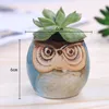 Cartoon Coruja-em forma de vaso de flores para plantas carnudas plantas de flores cerâmicas pequenas mini casa / jardim / decoração de escritório HH7-856