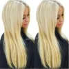Toppkvalitet naturlig rak # 613 Platinum blond syntetisk spetsfront peruk med baby hår för vita kvinnor tranparent spets peruk