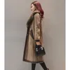 Wholesale-2017 New Winter Suede Leather Coat Women Fashionable Long Thick Lamb Fur Parka Female Faux Sheepskin Windbreakers Jacket YQ401