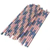 100st American USA Flag Paper Foodgrade Drinking Straws Table Proware Accessories Decor för IndenPendens Day 4: e juli Party Decor699643