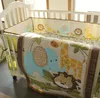 Mode 7PCs Baby Boy Bedding Set Pure Bomull 3DMBroidery Lion Elephant Giraffe och Krokodil Säljer Fashion Crib Bedding Set