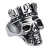 Herren-Totenkopf-Ring, Biker-Schädel, Kreuz, Krone, Gothic, Goldfarben, Ringband, Edelstahl, Silber, Schwarz, Mode, Hip-Hop-Ring-Schmuck