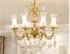 Free Shipping 100% Copper Crystal Chandelier Lighting Luxurious Bronze E14 Crystal Lamp Lustre Suspension Light Home Decoration