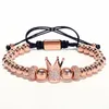 Braccialetti con ciondoli 6mm metallo dorato perline in acciaio al titanio bracciale braccialetti Corona gioielli intrecciati Regalo San Valentino Vacanze Chris253B