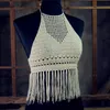 Top corto de ganchillo hecho a mano hecho a medida, ropa de playa, top de verano con borla halter, ropa de mujer, top estilo boho, ropa de playa, ropa de festival