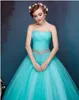 Zroszony Tulle Suknia Balowa Prom Dresses Ice Blue Long Prom Suknie Lace Up Party Dresses Elegant