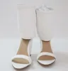 Women New Fashion White Leather Open Toe Ankle Wrap Super High Heel Wedge Sandals Real Pictures