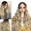 Loira longa ondulada peruca encaracolada moda em estoque simulação encantadora como cabelo humano tecer perucas completas para preto feminino y demand3515958