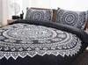 3pcs Mandala Druck Bettwäsche Set Queen Size Blumenmuster Bettbezug Schwarz und Weiß böhmischen Bettwäsche Lotus Bett Set