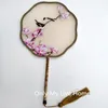 Volledige handgemaakte moerbeiboom zijde hand fans bloemen dubbele geborduurde chinese gift fan hoge end bamboe handvat decoratieve fan bruiloft