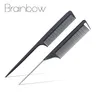 Brainbow 2st Fine-Tooth Hair Comb Metal Pin Anti-static Carbon Hair Brush Professional Pro Salong Frisör Styling Verktyg