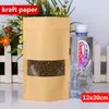 14x22cm Stand Kraft Paper Aluminum Foil Laminating Reusable Food Packaging Bags Baking Snacks Candy Tea Heat Sealing Zip Lock Package Pouch