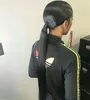 매끄러운 스트레이트 브라질의 인간의 머리카락 Drawstring 머리 익스텐션 포니 테일 클립 내츄럴 컬러 레미 퍼프 포니 테일 제품 Evermagic 120g