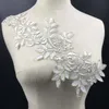 패치 패브릭 칼라 드레스 / 웨딩 / 셔츠 / 의류 / DIY / 공예 / 바느질 꽃에 대 한 트림 Neckline Applique 꽃 레이스는 황금 / 흰색 장미