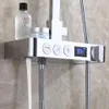 Exibição digital Banheiro Conjunto de chuveiro Inteligente Torneira de latão Smart Rain Wall Cachoeira Termostática Termostatic Chuveira Torneiras 9490281