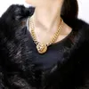 Moda donna oro testa di leone collana pendente grande dichiarazione collana girocollo collana bijoux femme gioielleria raffinata