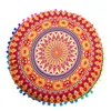 Taie d'oreiller Mandala taie d'oreiller ronde motif Mandala indien couleur claire imprimé Floral taie d'oreiller décontractée tribu