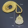 Men's African Jewelry Zinc Alloy/18K Gold Plated Egyptian Pharaoh Pendant Necklace 30" Box Chain Hip Hop