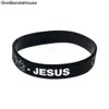 100st Kärlek Sad Bön Jesus Silicone Gummi Armband Svart och Blå Religiös Tro Kampanjgåva