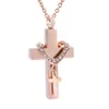 Crystal double Cross Ashes keepsake Memorial Jewelry Stainless steel Ashes Keepsake Cremation Urn necklace