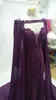 Purple evening dresses with cape long sleeve african evening gowns real picture factory high quality woman formal dresses6641568