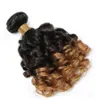 1b / 4/27 3 Tone Ombre Malezyjski Bouncy Kręcone Wiązki Włosów 10-30 Cal Dziewiczy Human Hair Extensions 8A Darmowa Wysyłka
