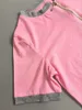 Moda Rosa Verão Mulheres 2 peça set Fatos de Treino Mulheres Terno camiseta Com Calças de Jogging Fatos