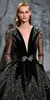 Ziad Nakad Prom Dresses Luxury Beaded Sequins Crystal Evening Gowns Sexy Deep V Neck Velvet Long Sleeve Special Occasion Dress