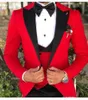 Пользовательский дизайн красный 3 частей костюм мужские свадьбы смокинги отличный жених смокинги мужские деловые ужин выпускной пиджак (куртка + брюки + галстук + жилет) 1937