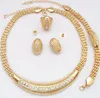 18k Gold Plated Clear Crystal Detaljerad Diamante Wedding Banquet Jewelry Set Woman Gift Necklace Set 768