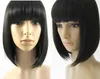 Hot Sälj Ny Sexig Kort Svart Straight Bangs Bob Kvinnors Lady Hair Wig Wigs